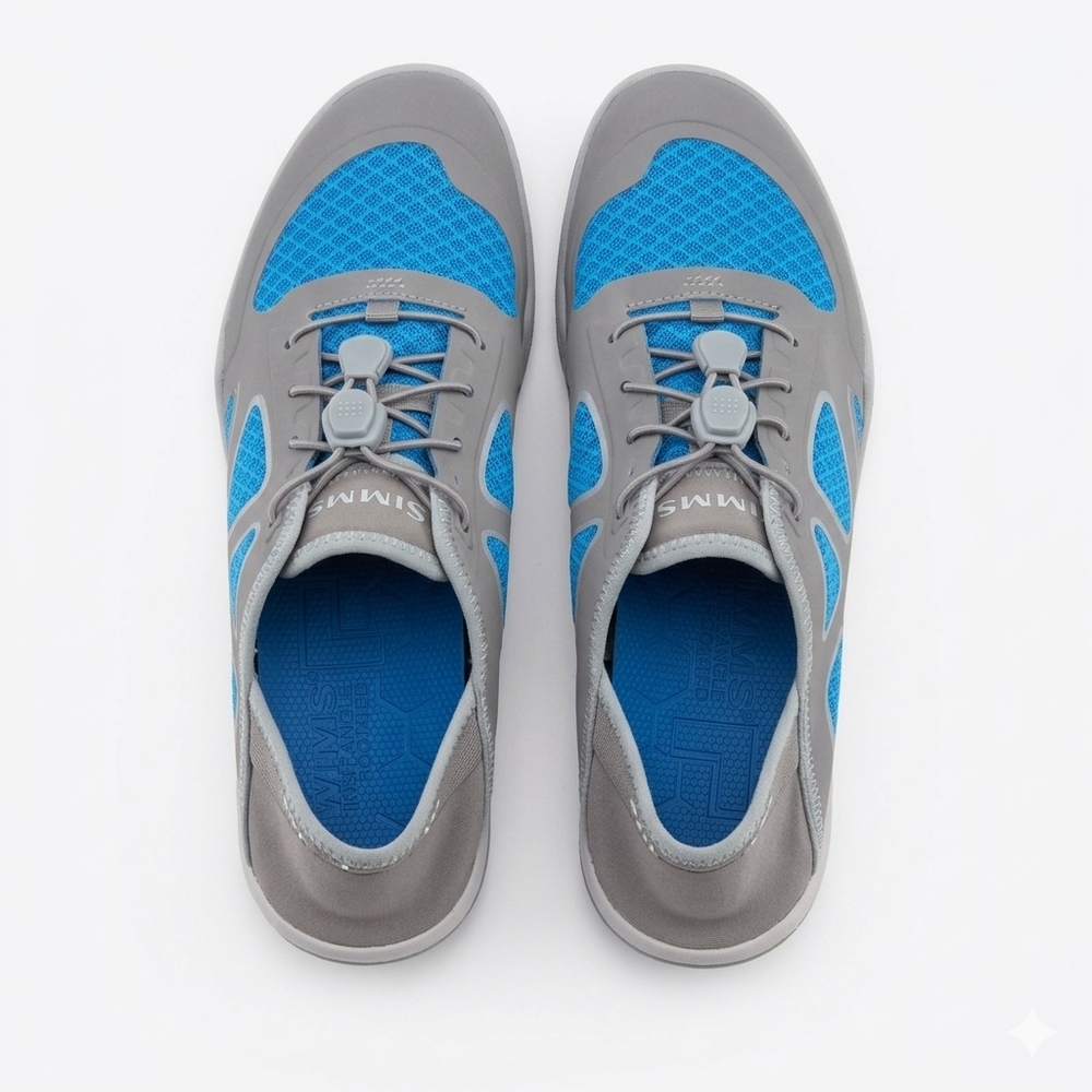 Simms Flyweight Access Wet Wading Shoes Men's Blue Grey Fishing Stealth Sz 10.5